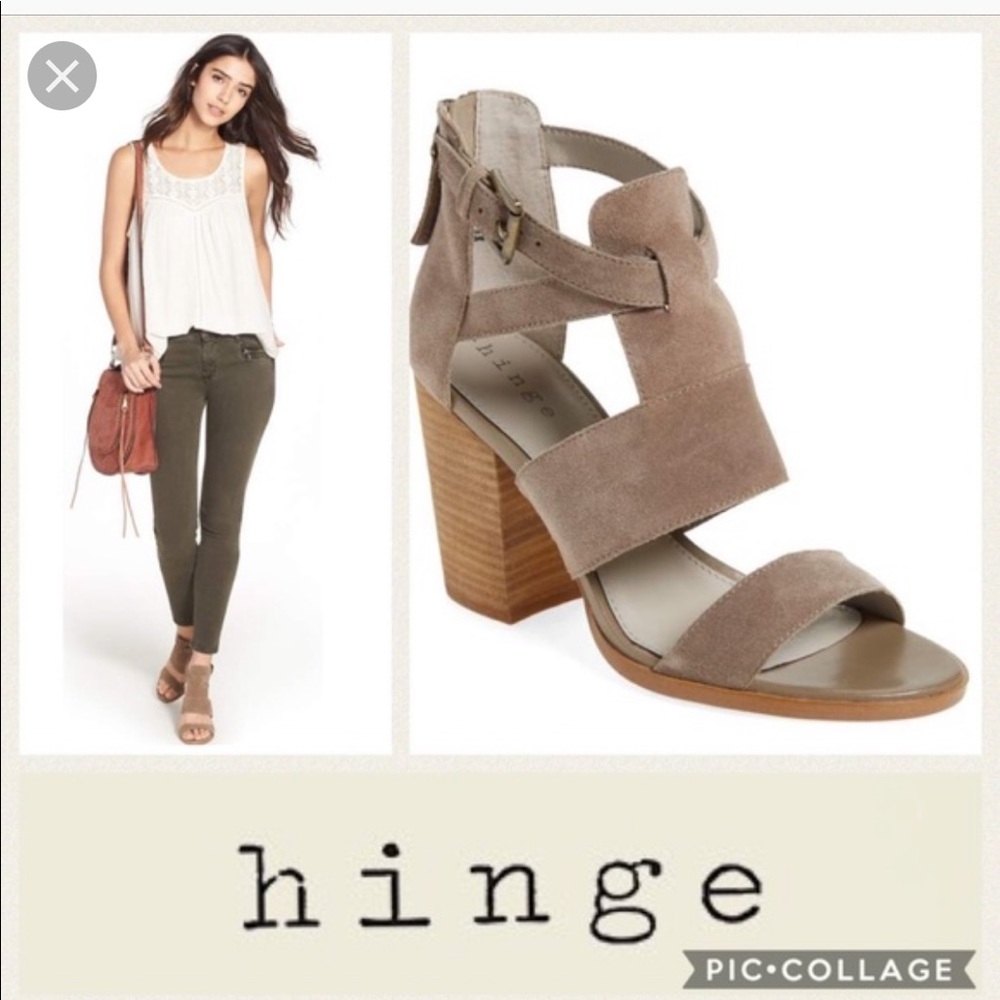 Hinge Cora Suede Block Sandals.